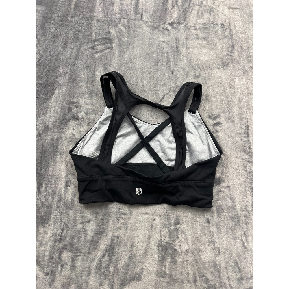 Born Primitive X Factor Sports Bra Womens L Black Criss Cross Back Removable Pad - Picture 2 of 6
